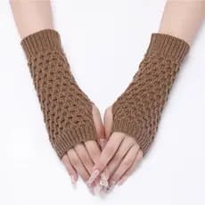 Mulheres Longas Luvas Sem Dedos Inverno Mitten Malha Mais Quente Braço Manga Fina Casual Macio Unisex