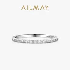 Anel Exquisito Empilhável Simples em Prata Esterlina 925 Ailmay, Joia de Moda Feminina