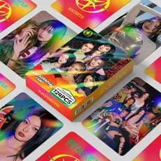 KPOP 124 peças/caixa, cartões fotográficos holográficos KATSEYE, adesivos de cartão LOMO KAXT