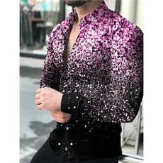 Camisas Sociais Masculinas de Luxo, Camisa de Botão Único, Estampa Floral Casual, Manga Longa, para Homens # Roupas 39;s