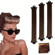 Conjunto de 4 peças para modelagem de cabelo, incluindo um lenço e um modelador de cabelo de cetim sem aquecimento. |