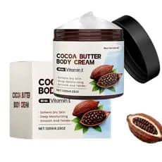 Creme Corporal de Manteiga de Cacau com Tocoferol e Óleo de Coco, Hidratante Cremoso para Pele Macia e Hidratação Durado