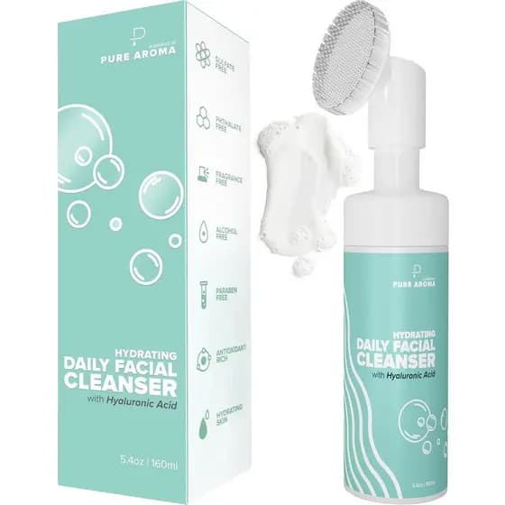 Limpador Facial Diário Hidratante Pure Aroma |   Espuma de Limpeza Facial e Removedor de Maquiagem com Ácido Hialurônico
