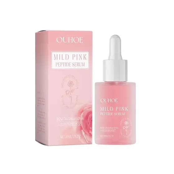 Sérum Facial com Peptídeos em Tonalidade Rosa Suave, com Óleo de Rosa e Ácido Hialurônico, Hidratante Diário para Tom de
