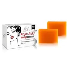 Sabonete de Ácido Kójico – 2 barras em uma caixa (65g x 2) | Barra Facial e Corporal com Cúrcuma, Vitamina C, Ácido Hial