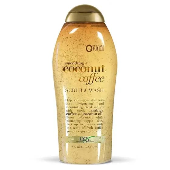 OGXoothing+CoconutCoffee Esfoliante Corporal com Café Arábica e Óleo de Coco, Sabonete Líquido Hidratante para Pele Seca