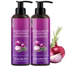 Conjunto de Shampoo e Condicionador de Cebola para Crescimento Capilar, Conjunto de Shampoo de Cebola, Alecrim e Biotina