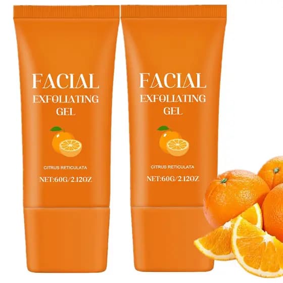 2 Peças de Gel Esfoliante Facial, Esfoliante Facial Hidratante com Enzima de Laranja, Gel Esfoliante de Laranja para Lim