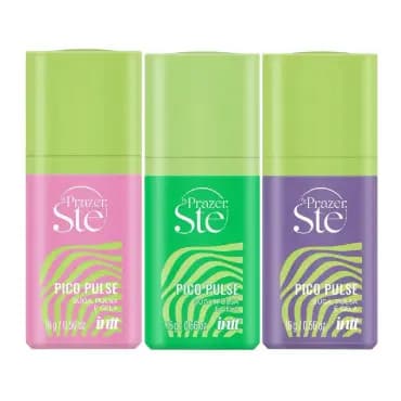 KIT 3 Pico Pico INTT Gel Sugador Pulsa, Treme e Vibra Gel Excitante Unissex com Efeito de Sucção Menta Uva e Melancia