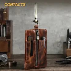 Bolsa de Cintura Black Angel Vintage em Couro Genuíno de Grão Integral para Armazenamento de Ferramentas, Lanterna e Fac