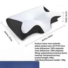Almofada de Pescoço Butterfly Sleep Memory, Almofada de Espuma de Memória Confortável com Retorno Lento, Almofada Ortopé