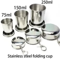 1 Pçs 75ml/150ml/250ml Copos Retráteis De Aço Inoxidável Acampamento Ao Ar Livre Copo Viagem Portátil Telescópicos Mini