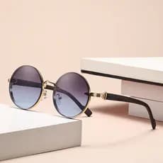 Óculos de sol de armação redonda de Metal clássico americano exclusivo na moda High-End tiro de rua condução Anti-forte