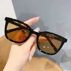 High-End preto quadro marrom óculos de sol masculino Retro na moda olhos único condução óculos de sol feminino Anti-ultr
