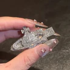 Elegante cheio de diamante saturno clipe sem costura strass franja clipe de cabelo High-End diamante Duckbill clipe late