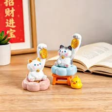 Jingdezhen bonito boa sorte Meow cerâmica girando ornamentos decoração de mesa presentes de aniversário parentes e amigo