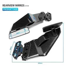Universal Estilo De Fibra Carbono Ajustável Asa Lateral Spoiler Carenagem Com Espelhos Retrovisores Para Honda Kawasaki