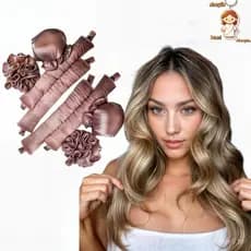 Kit Mini Modelador de Cachos Cetim Cachos sem Calor (Heatless Curl)(Ondas sem Calor) - 2,3 ou 4 Unid Preto Rosa