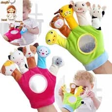5 Dedo De Pelúcia Mão Fantoche Luva Macio Bebê Animais Brinquedos Meninos Meninas Contar História Material Aprendizagem