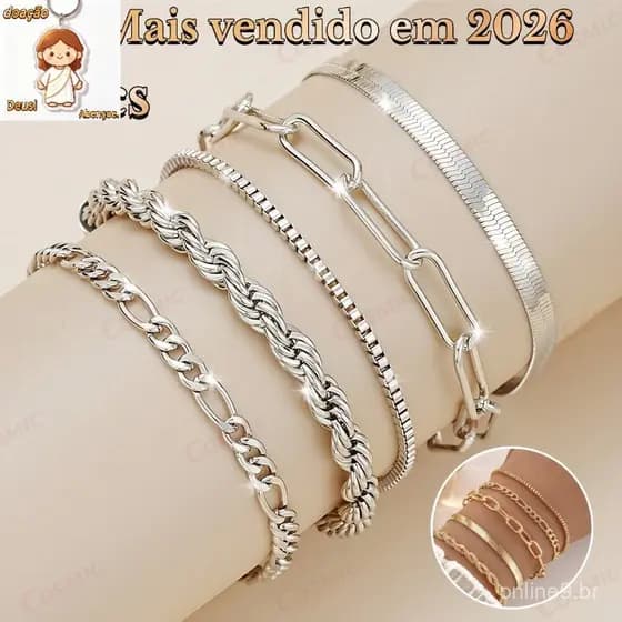 5pcs/1pc  pulseiras em aço inoxidável hipoalergênico não escurece a prova d’água Mais vendido-CO