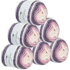 Fio Ombré, 6 x 100g de Fio Gradiente para Crochê - 60% Algodão 30% Acrílico 10% Lã - Lã Ombré Macia, Fios Multicoloridos