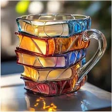 Caneca pintada à mão com tema de livro, novo modelo para 2025, adequada para amantes de livros, presente único, xícara d