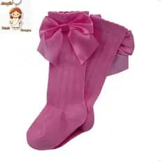 Meia 3/4 Joelho Lisa Laço Cetim Menina Feminino Rosa Pink Festa Batizado Formatura Meias Pimpolho