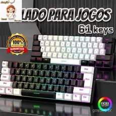 Teclado para jogos com fio 61-Key RGB Backlight Mini Compact USB-C Cabo de alimentação plugável Teclado de escritório-CO