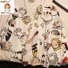 Pijamas de Mulheres Ins Cartoon Fofo Snoopy Charlie Primavera e Outono Novos Calças de Manga Longa para Casa
