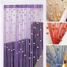 Cortina De Porta CABEZA , Corda De Flor Rosa Divisor De Quarto De Cor Sólida Janela Com Borla Brilhante De 1 * 2M