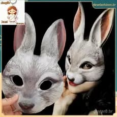 3D Coelho Meia Máscara Engraçado Animal Festa Cosplay Desempenho Adereços Para Mulheres Homens Facial Halloween Páscoa