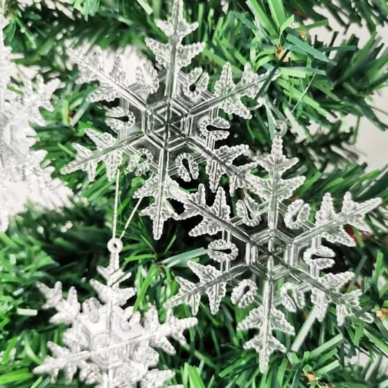 6 Pçs 95mm Floco De Neve De Natal Festa De Inverno Transparente Cristal Acrílico Árvore Pendurado Pingente Casa Ornament