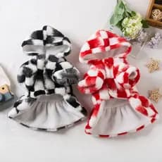 Cães E Gatos De Estimação Outono Inverno Ano Novo Natal Cão Saia Xadrez Preto Vermelho Teddy Bears Roupas
