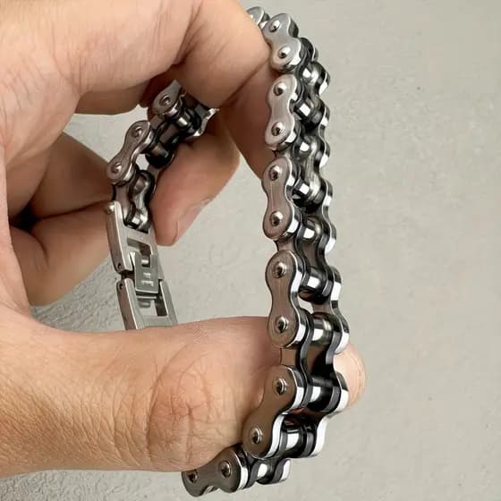 1 peça de pulseira masculina de corrente de motocicleta em aço inoxidável 304 resistente – Joia de estilo boêmio para mo