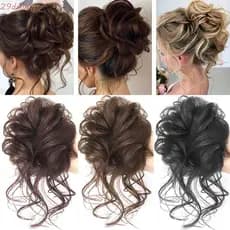 DALTON Coque De Cabelo Sintético Natural Feminino Elástico Encaracolado Chignon Peruca