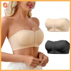 Sutiã Sem Alças Fio Antiderrapante Silicone Acolchoado Bandeau Push Up Bralette Confortável Cobertura Completa Para Mulh