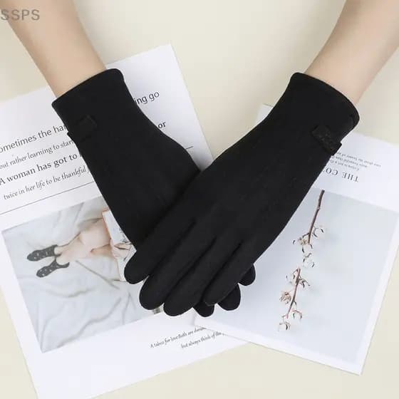 [SSPS] 1Pair Winter Women Keep Warm Touch Screen Elegante Luvas De Caxemira Simples Elasticidade Espessada FAH Macia