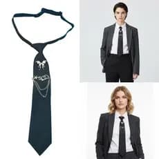 ASHLUYAK Punk Pré Amarrado Laços Pretos Com Corrente De Metal Borboleta Para Mulheres Meninas Camisa Normal Ou Blusa Uni