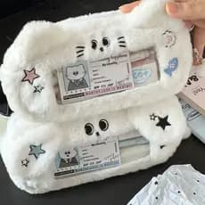 Lápis JANEGOODSVI , Bolsa De Caneta Com Janela Visível De Pelúcia Armazenamento De Papelaria De Grande Capacidade