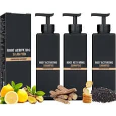 Shampoo Ativador de Raízes, Shampoo Espessante para Queda de Cabelo, Unissex, Fórmula Natural para Homens e Mulheres (3P