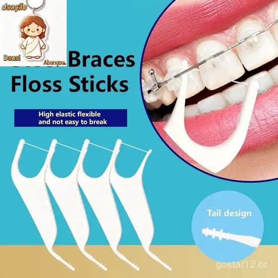 50 PCs/saco Fio Dental Ortodôntico Cuidado Oral