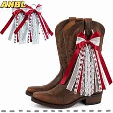 ANBL 1 Par De Amuletos De Bota , Decoração Removível Sapato DIY , Acessórios De Laço De Fita De Borla