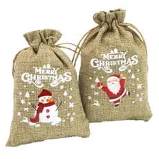 5 Pçs/Saco 10cm Material De Linho De Presente Ano Novo Decoração Da Árvore De Natal Pingente DIY Embalagem Armazenamento