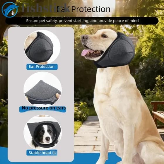 Protetor De Orelha Calmante Para Cães FISHSTICKA , Capuz Respirável Anti-Susto À Prova De Som , Protetores De Ouvido Mac