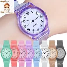 Relógio de Quartzo Transparente para Mulheres, Relógio de Silicone para Meninas, Fofo, Colorido, Casual