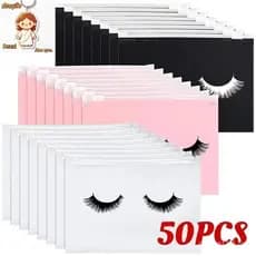 50 Pçs Contagem Sacos De Maquiagem De Cílios Com Zíper Adorável x@t