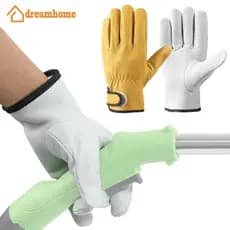 DREAMHOME Luvas De Trabalho Macio Pele Carneiro Couro Motorista Condução Fazenda Jardim Soldagem Proteção Segurança Mecâ