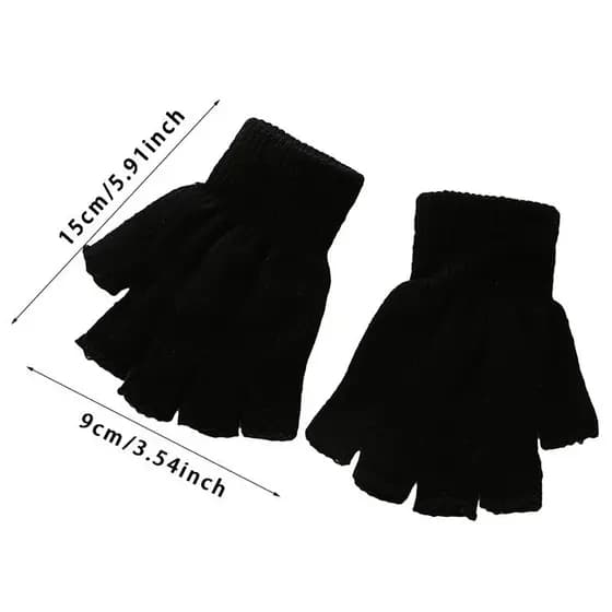 Novo 1 Par De Luvas Mágicas De Cor Sólida Inverno Quente Orvalho Dedos De Pelúcia Masculinas E Femininas De Malha Meio D