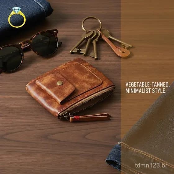 Carteira masculina de couro com compartimentos para cartões e bolso para fones de ouvido, adequada para ocasiões de negó