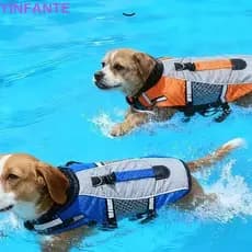 Colete Salva-Vidas Para Cães YINFANTEWN , Respirável De Natação De Alta Flutuabilidade , Roupas Ajustáveis De Surf